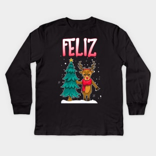 Feliz Navidad Matching Couple Sweaters Kids Long Sleeve T-Shirt